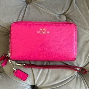 Pink Coach wallet double zip